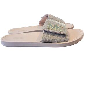 Michael Kors Silver Pink Sandals Luxurious Slip-On